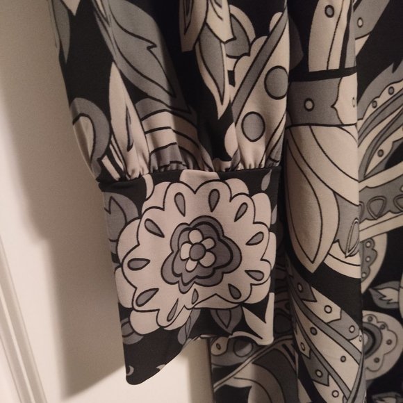 Le Château Vintage Grey & Black Paisley Print Minidress - Picture 3 of 5